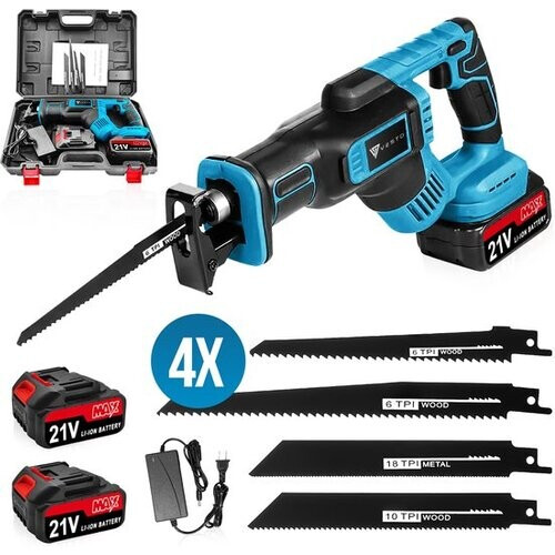 Tweedekans Vesto® Accu Reciprozaag – 21V Li-Ion – Incl. 2 Accu’s, Zaagbladen & Koffer – 25mm Slag – Voor Hout, Metaal & Kunststof – Snelwisselsysteem – Draadloos Tweedehands