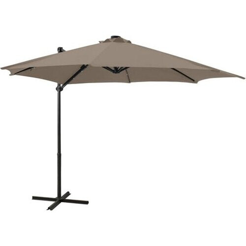 Tweedekans vidaXL - Zweefparasol - met - paal - en - LED-verlichting - 300 - cm - taupe Tweedehands