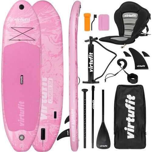 Tweedekans VirtuFit Cruiser Opblaasbaar SUP Board 305 cm - Max. 180 kg - Complete Set – Incl. Kajak Zitje, Peddel, Pomp, Tas & GoPro-mount – Stand Up Paddle Board - Roze Tweedehands