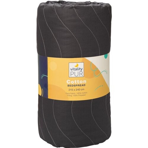 Tweedekans Vitality Pur - Luxe Katoenen Bedsprei - 2 persoons - Donker/Denim Grijs - 240x215 Tweedehands
