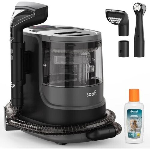 Tweedekans Vlekkenreiniger - 7-Delige Set - Tapijtreiniger Met Stoomfunctie - Inc. Vlekverwijderaar - Stoomreiniger - tot 100°C - Zwart - van Saaf Tweedehands