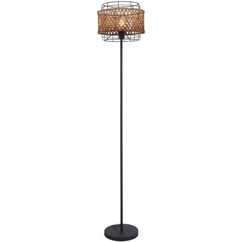 Tweedekans Vloerlamp GINA Metaal 151.0cm Matt zwart | Bamboe E27 1-Lichts Tweedehands