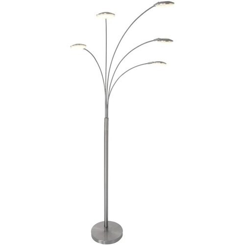 Tweedekans Vloerlamp Synna 1327ST – Draaibaar, dimbare LED booglamp van staal en glas, Modern design, Mexlite, met 5 lichtbronnen (4.5W) en snoer van 235 cm Tweedehands