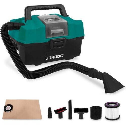 Tweedekans VONROC Compacte alleszuiger / stofzuiger - 20V - Incl. Diverse accessoires – Zonder accu & lader Tweedehands