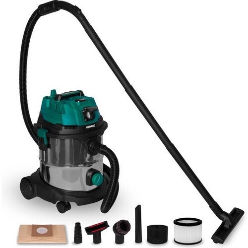 Tweedekans VONROC Nat- en droogzuiger / Stofzuiger - 1400W – Inschakelautomaat - Blaasfunctie – 20L RVS tank – 3m slang - 6m stroomkabel Tweedehands