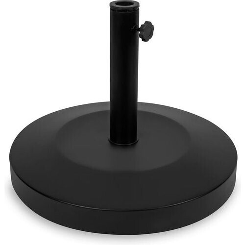 Tweedekans VONROC Parasolvoet Rond GP516XX – Artikel Beschadigd – Voorzien Van Ergonomische Draaiknop En Krasvaste Poedercoating En Adapterringen – Voor Rosolina En Recanati – Zwart Beton En Staal – Vijfentwintig kg Tweedehands