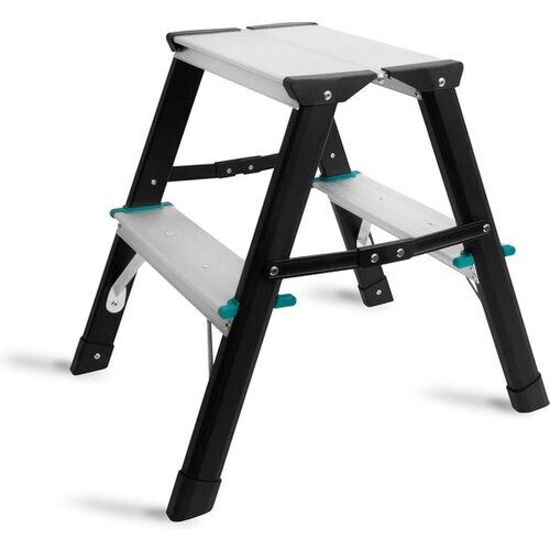 Tweedekans VONROC PRO Dubbele trap 2 treden – klustrap/huishoudtrap inklapbaar – max. belastbaarheid 150kg - antislip Tweedehands