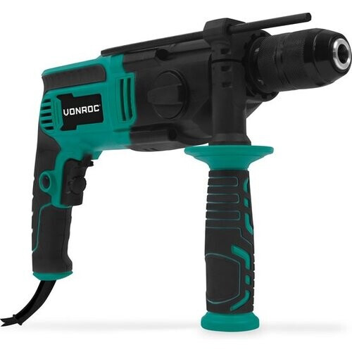 Tweedekans VONROC PRO Klopboormachine 1100W - Ø13mm - 2 versnellingen – metalen snelspanboorkop – 3m rubberen kabel - Incl. diepte aanslag en extra handgreep Tweedehands