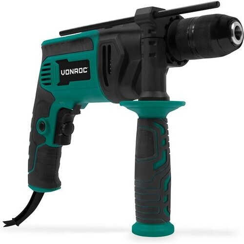 Tweedekans VONROC PRO Klopboormachine 850W - Ø13mm – metalen snelspanboorkop – variabele snelheid – 3m rubberen kabel - Incl. Diepte aanslag en extra handgreep Tweedehands