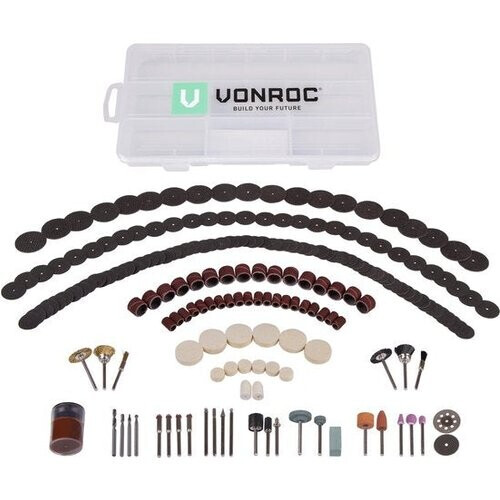 Tweedekans VONROC Roterende multitool – Accessoireset – 192 stuks – Universeel – voor roterende multitools Tweedehands