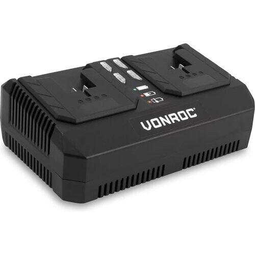 Tweedekans Vonroc VPower Dual Quick Charger 20V – 88W – 4.0A – Snellader voor 20V Batterijen Tweedehands