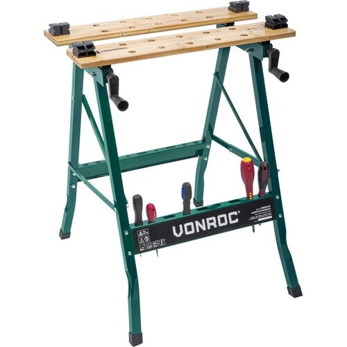 Tweedekans VONROC Werkbank – Voorzien van bamboe werkblad – Opvouwbaar & belastbaar tot 150kg Tweedehands