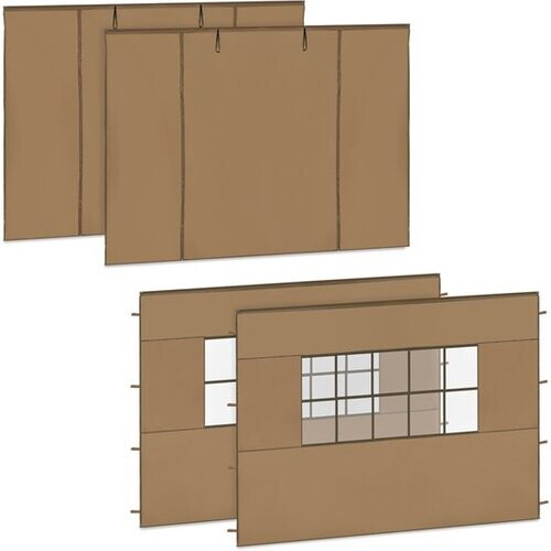 Tweedekans VONROC Zijwanden Set - Voor Premium Partytent PT501XX – Waterdicht - 50+ UV Bescherming - Beige Tweedehands