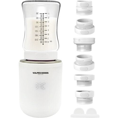 Tweedekans Vulpes Goods® BabyCare - Flessenwarmer Pro Max- Draagbare Baby Flessenwarmer voor Onderweg - Intelligente Flesverwarmer - 4 Temperatuurniveaus - Draadloos - Inclusief 6 Adapters - USB Oplaadbaar - 13.200 mAh - Wit Tweedehands