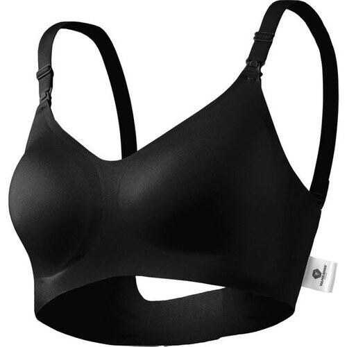 Tweedekans Vulpes Goods® BabyCare - Voedingsbh zonder beugels - Zwangerschapsbh - Naadloze Borstvoedingsbh - Slaapbh - verstelbare schouderband - ultra zachte stof - uitneembare vulling - voorkant met flap - handig met Borstvoeding - Zwart - M Tweedehands