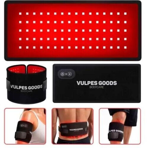 Tweedekans Vulpes Goods® – Draagbare Infrarood Band Pro V2 – 35 x 15 cm – Voorzien Van 80 LED’s En 3 Dimniveaus En Oplaadbare 2000mAh Accu En Timer – Voor Rug En Schouders En Armen – Zwart Kunststof En Textiel Tweedehands
