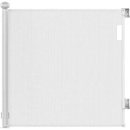 Tweedekans Vulpes Goods® – Oprolbaar Traphekje – 145 x 84 cm – Voorzien Van Push-En-Lock Kinderslot En Kleurindicator En Eénhandige Bediening – Voor Kinderen En Huisdieren – Wit Kunststof En Gaas Tweedehands