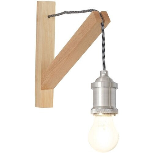 Tweedekans Wandlamp Mexlite Dion 7787BE bruin hout 30x28 cm met aan/uit schakelaar voor binnen Scandi-stijl Tweedehands