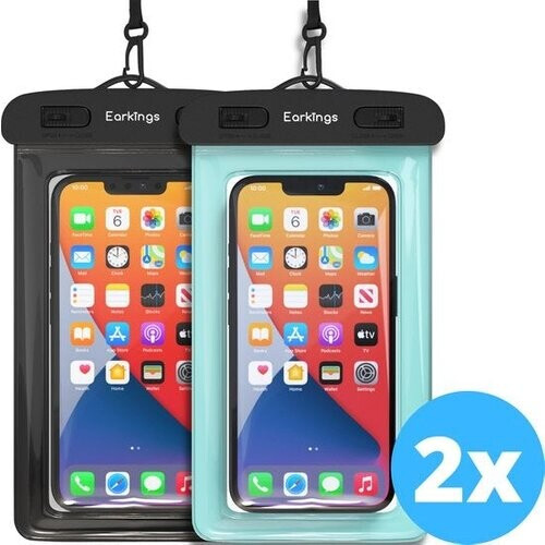 Tweedekans Waterdichte telefoonhoesjes - Drybag Set van 2 stuks - Onderwater Hoesje Telefoon voor Alle Telefoons - Waterdicht telefoonhoesje Earkings - Zwart & Blauw Tweedehands
