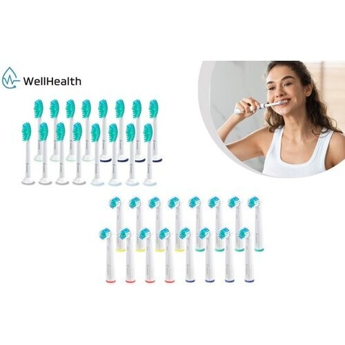 Tweedekans Wellhealth - Set van 16 of 32 universele opzetborsteltjes voor je elektrische tandenborstel - Geschikt voor Philips Sonicare/Flexcare - 32 opzetborsteltjes Tweedehands