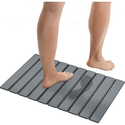 Tweedekans WENKO Tritea Diatomeeën Badmat 60 x 39 cm – Grijs – Sneldrogend – Antislip & Opvouwbaar Tweedehands