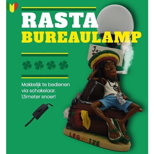 Tweedekans Wiet accesoires rastafari bureaulamp – grappige reggae rasta weed accessoires lamp op kast 33 cm hoog 1,5 m. snoer inclusief schakelaar | GerichteKeuze Tweedehands