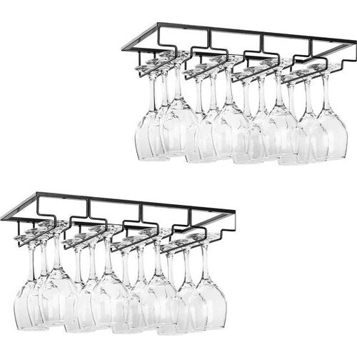Tweedekans Wijnglazenhouder - 2 Stuks - Zwart - 12 Glazen - 40 cm x 22,5 cm x 6 cm - Wijnglazenrek - Wijnglazenhouder Ophangrek Tweedehands