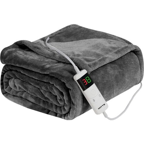 Tweedekans Witts Elektrisch Warmtedeken - 2-Persoons - Fleece - 180 x 130 cm - Donkergrijs Tweedehands
