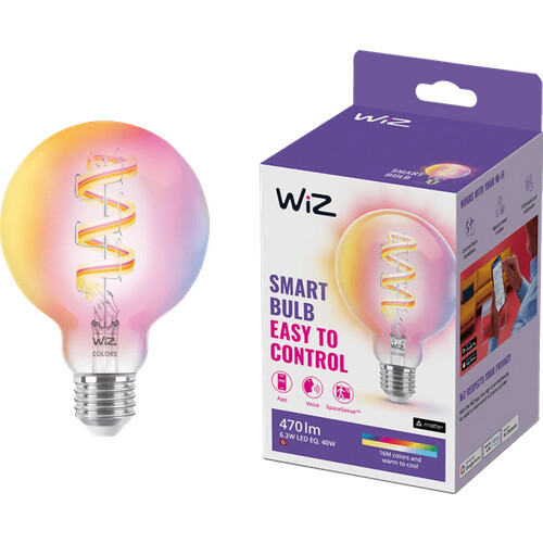Tweedekans WiZ Globe Filament - Wit en Gekleurd Licht - E27 - Transparant Tweedehands