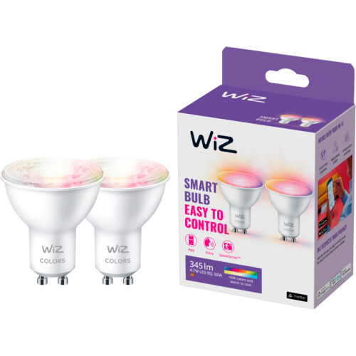 Tweedekans WiZ Smart Spot 2-pack - Gekleurd en Wit Licht - GU10 Tweedehands