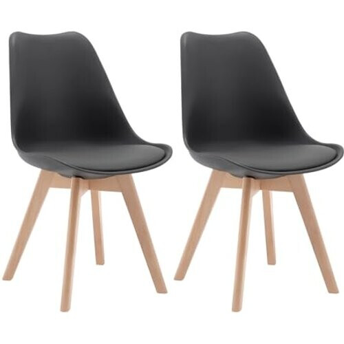 Tweedekans Woltu Eetkamerstoelen Set van 2 Ergonomisch Design - Massief Hout en Kunstleer - Grijs - BH29gr-2 Tweedehands
