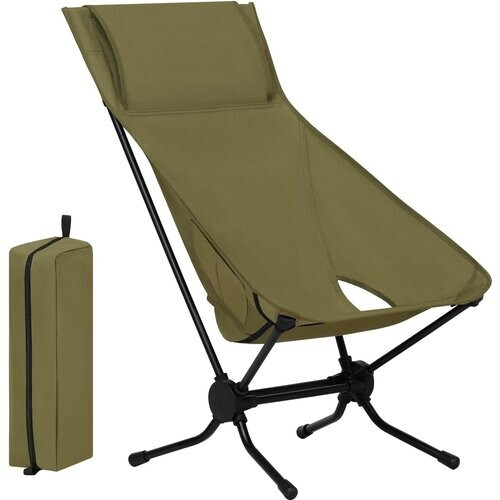 Tweedekans Woltu Campingstoel Verstelbare Rugleuning met Voetensteun - Grijs - 84 x 101 x 71 cm - Opvouwbaar - Bekerhouder & Draagtas Tweedehands