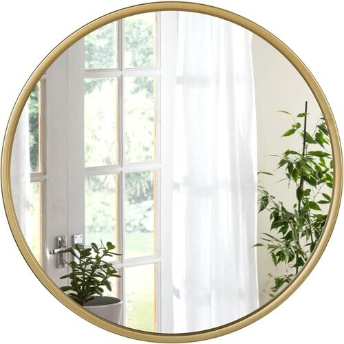 Tweedekans Woltu Ronde Wandspiegel 60x60 cm - Gouden Metalen Frame - Moderne Badkamer en Interieur Spiegel Tweedehands