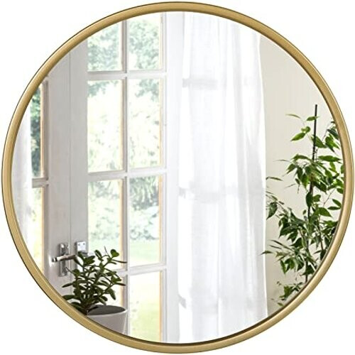 Tweedekans Woltu Ronde Wandspiegel met Gouden Frame 40 cm - Modern en Decoratief voor Badkamer, Slaapkamer en Hal Tweedehands