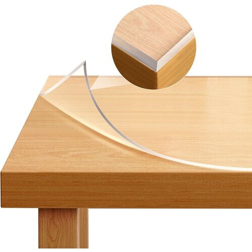 Tweedekans WOLTU transparante tafel beschermfolie - PVC tafelkleed 2 mm - 90 x 160 cm - afgeschuinde rand Tweedehands