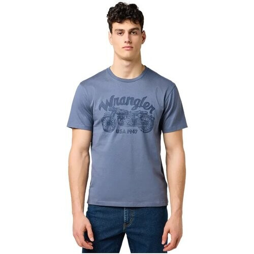 Tweedekans Wrangler – Americana Tee – Heren T-Shirt – 100% Katoen – Vintage Motorprint – Maat M Tweedehands