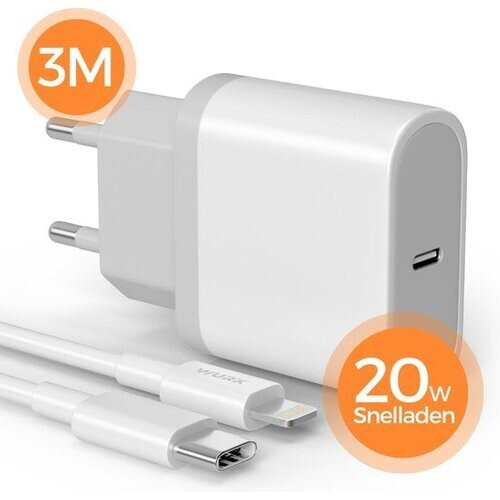 Tweedekans Wurk - Oplader - Geschikt voor iPhone, Airpods en iPad - 20W Snellader - Oplaadkabel van 3M Tweedehands