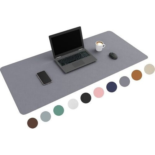 Tweedekans WURK Professionele Bureau Onderlegger Kunstleer - Bureau Organizer - Inclusief Kabel Clip - Grijs - 120x60 Tweedehands