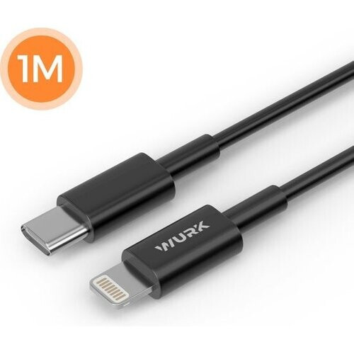 Tweedekans Wurk USB-C kabel naar Lightning - Kabel geschikt voor Ipad en Iphone - 1M - Zwart Tweedehands