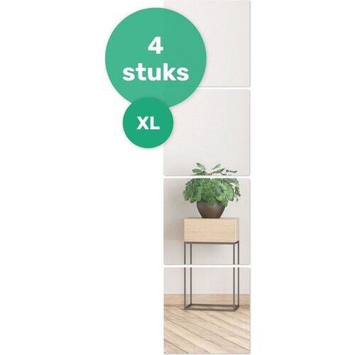 Tweedekans XL plakspiegel 40x40 - 4 stuks - Zelfklevende - Plakspiegels - Hollywood make up spiegel - Deur - Spiegel - Folie - Badkamer - Grote - Sticker - Pas - Wand - Spiegel Tweedehands