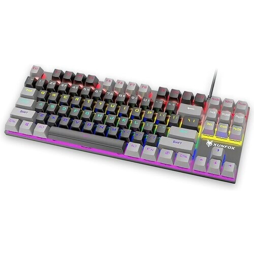 Tweedekans XUNFOX K80 RGB mechanisch 87keys TKL gaming toetsenbord - Blue Switch - Mechanical Keyboard - QWERTY - Anti-ghosting - Zwart/Grijs Tweedehands