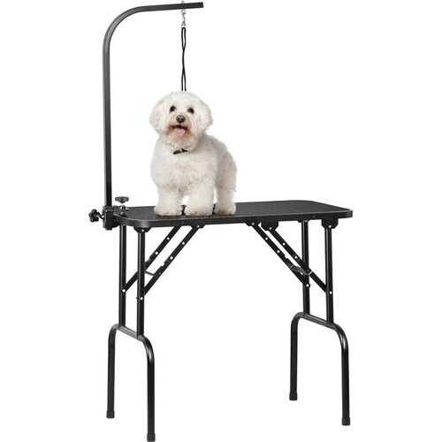 Tweedekans Yaheetech Trimtafel Opvouwbaar – Voorzien Van In Hoogte Verstelbare Standaard En Afneembare Draagband En Antislip Werkblad – Voor Honden En Katten – Zwart Metaal En PU-Leer – 80,5 x 46 x 76 cm Tweedehands