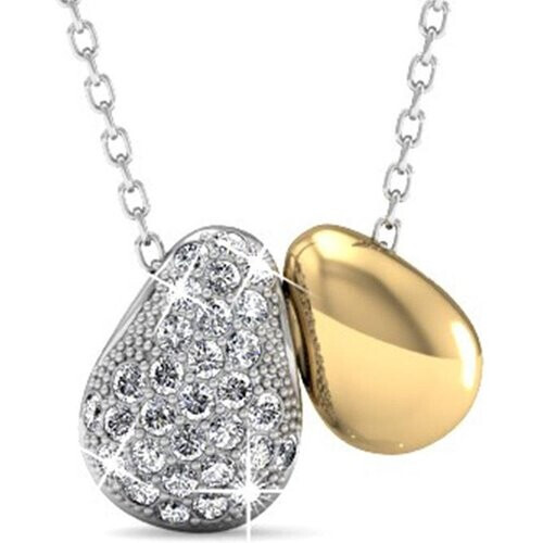 Tweedekans Yolora Dames Ketting met Hanger - Kalpa Camaka Kristallen - Zilver- en Goudkleurig - 18K Witgoud- en Geelgoud Verguld - Vrouwen Collier Zilver/Goud - Cadeau doos Tweedehands