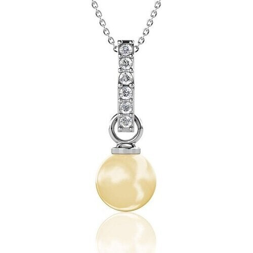 Tweedekans Yolora Ketting – Kalpa Camaka Parel & Kristallen – Zilverkleurig – 18K Witgoud Verguld – Luxe Giftbox Tweedehands