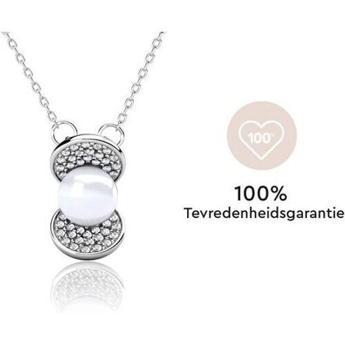 Tweedekans Yolora Parel & Kristal Ketting – Kalpa Camaka – Zilverkleurig – 18K Witgoud Verguld – Luxe Giftbox Tweedehands