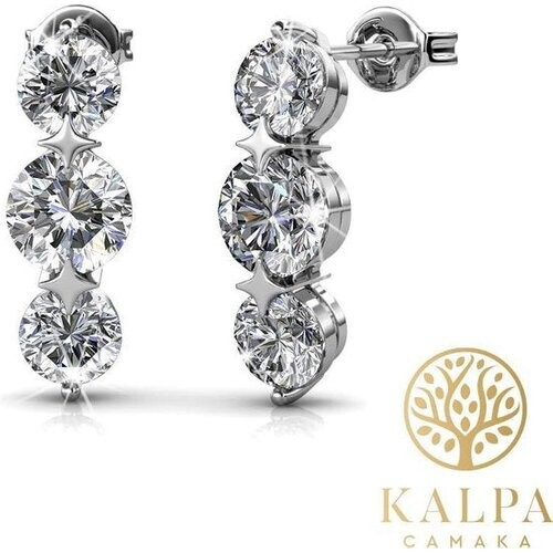 Tweedekans Yolora Dames Oorbellen met Kalpa Camaka Kristallen - Zilver kleurig - 18K Witgoud Verguld - Cadeauverpakking Tweedehands