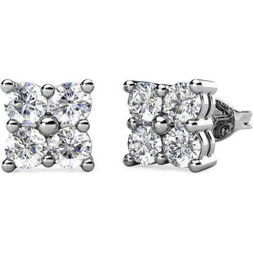 Tweedekans Yolora Dames Oorbellen met Kalpa Camaka Kristallen - Zilver kleurig - 18K Witgoud Verguld Tweedehands