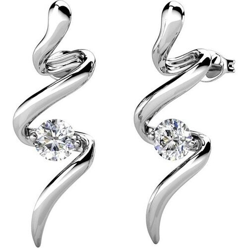 Tweedekans Yolora Dames Oorbellen met Kalpa Camaka Kristallen - Zilver kleurig - 18K Witgoud Verguld - Oorknoppen Tweedehands