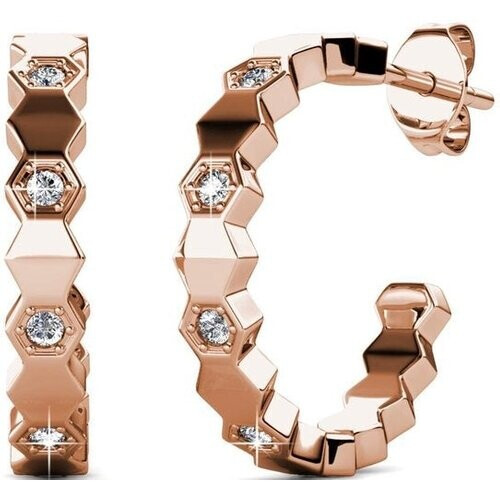 Tweedekans Yolora – Dames Oorbellen Oorringen – Diameter 20 mm & Kalpa Camaka Kristallen – Voorzien Van 18k Roségoud Plating En Luxe Giftbox – Voor Moederdag En Verjaardagen – Rosé 18k Roségoud Verguld Tweedehands