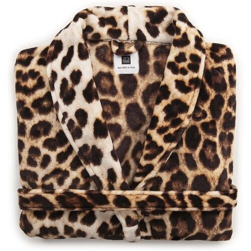 Tweedekans ZoHome Leopard Badjas Lang - Fleece - Maat XL - Bruin Tweedehands